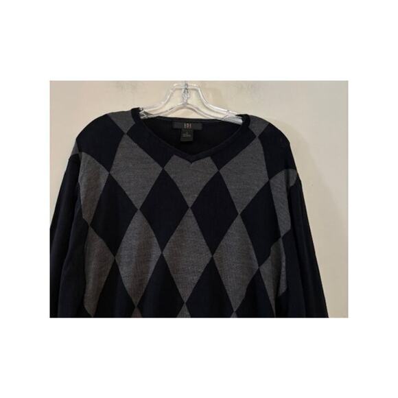 H&H Men's Medium Argyle V-neck Sweater Long Sleeve Pullover Silk Cotton Blend - Picture 5 of 6